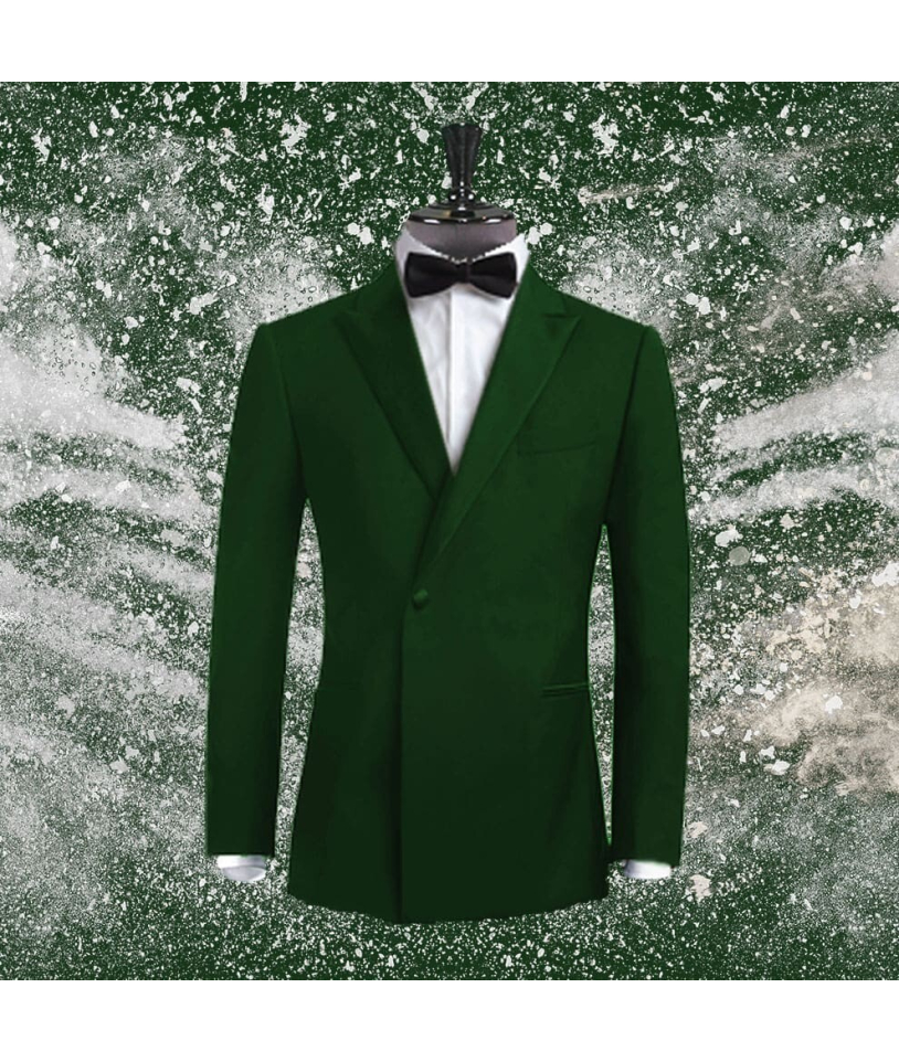 Smoking croisé 1 bouton col châle vert foncé