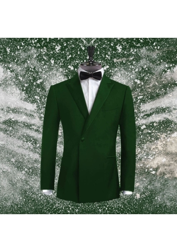 Smoking croisé 1 bouton col châle vert foncé