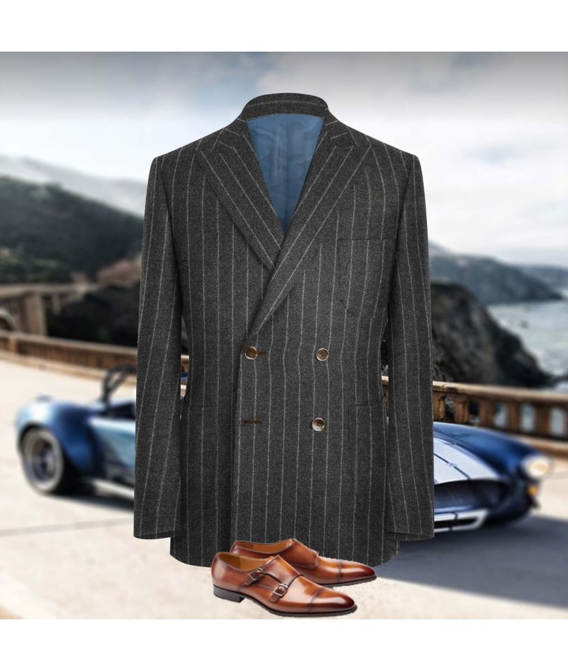 veste croisée gris rayures gris pour homme