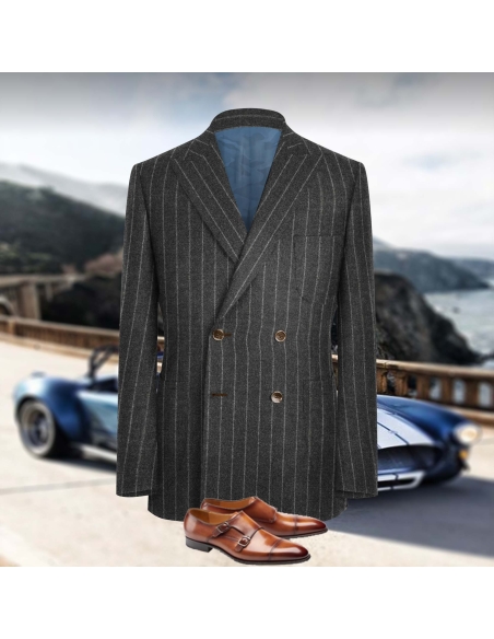 veste croisée gris rayures gris pour homme