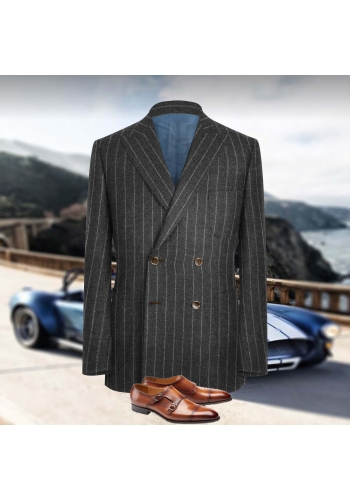 veste croisée gris rayures gris pour homme