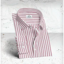 Chemise blanche à double rayure rouge | Costume Privé Paris