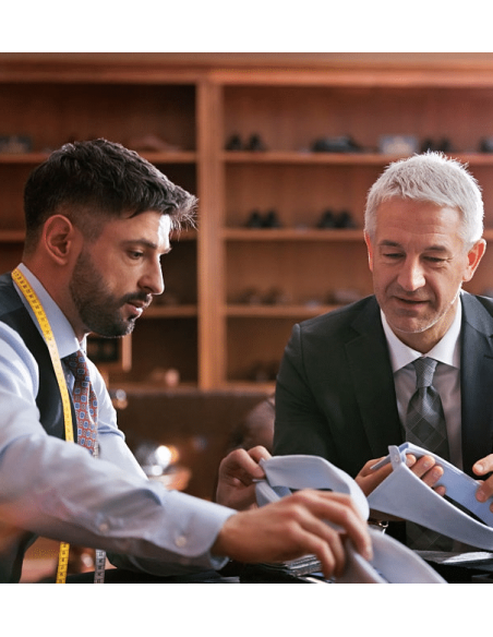 Chemise blanche à double rayure bleue | Costume Privé Paris