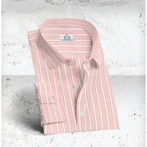 Chemise rose à rayures blanches - Style | Costume Privé Paris
