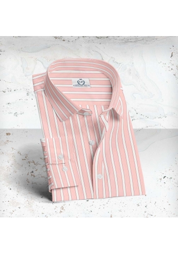 Chemise rose à rayures blanches - Style élégant pour hommes et femmes.