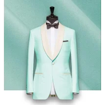 Smoking bleu Celadon col châle - élégance | Costume Privé Paris