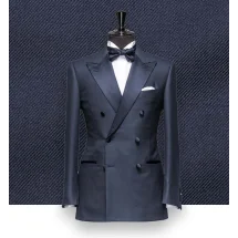 Smoking Bleu Nuit Croisé Sur Mesure | Élégance Dandy - Costume Privé Paris