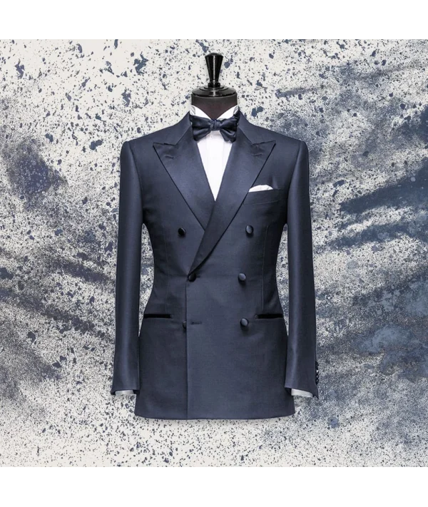 Smoking Bleu Nuit Croisé Sur Mesure | Élégance Dandy - Costume Privé Paris