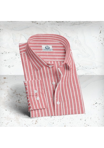 Chemise Rouge à Rayures Blanches - Style Élégant pour Hommes et Femmes.