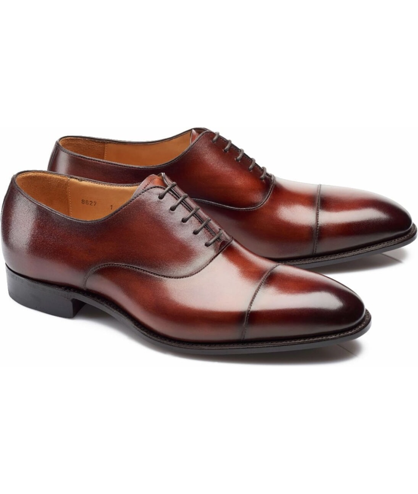 Chaussures Richelieu bout droit bordeaux patiné