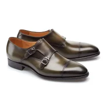 Chaussures double boucle vert patiné | Costume Privé Paris