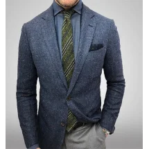 Blazer Bleu roi Harris Tweed | Costume Privé Paris