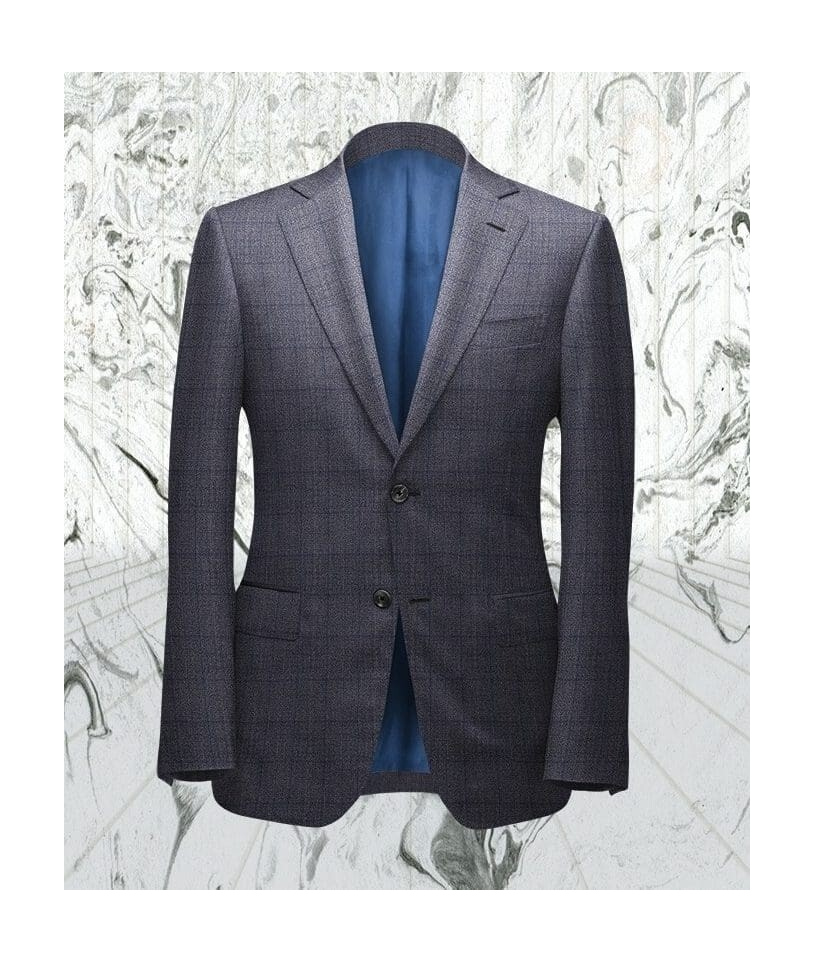 Costume Gris carreaux bleu