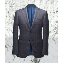 Costume Gris carreaux bleu — sur mesure — Costume Privé Paris