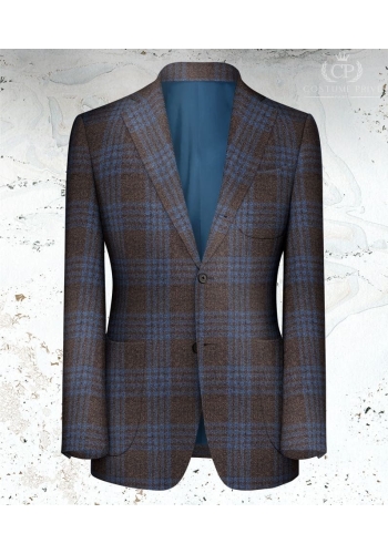 Veste large carreaux marron bleu