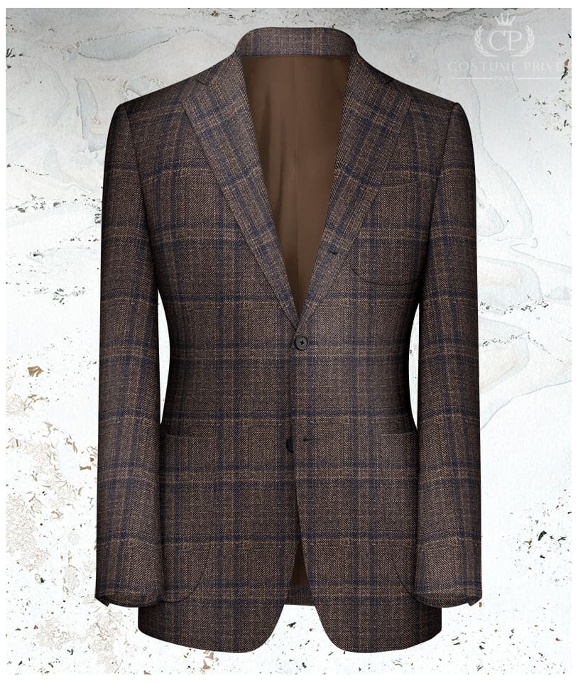 Veste marron carreaux bleu