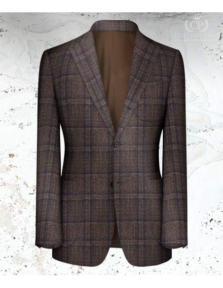 Veste marron carreaux bleu