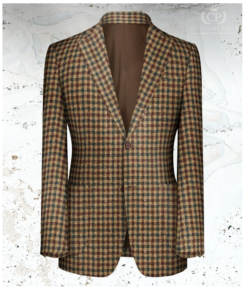 Veste marron tweed carreaux
