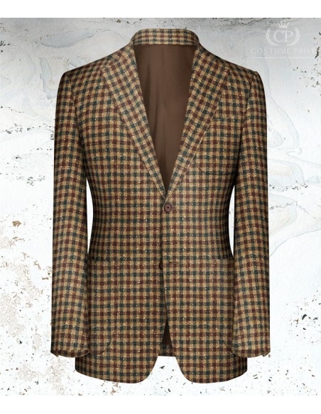 Veste marron tweed carreaux