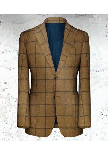 Veste marron clair carreau bleu