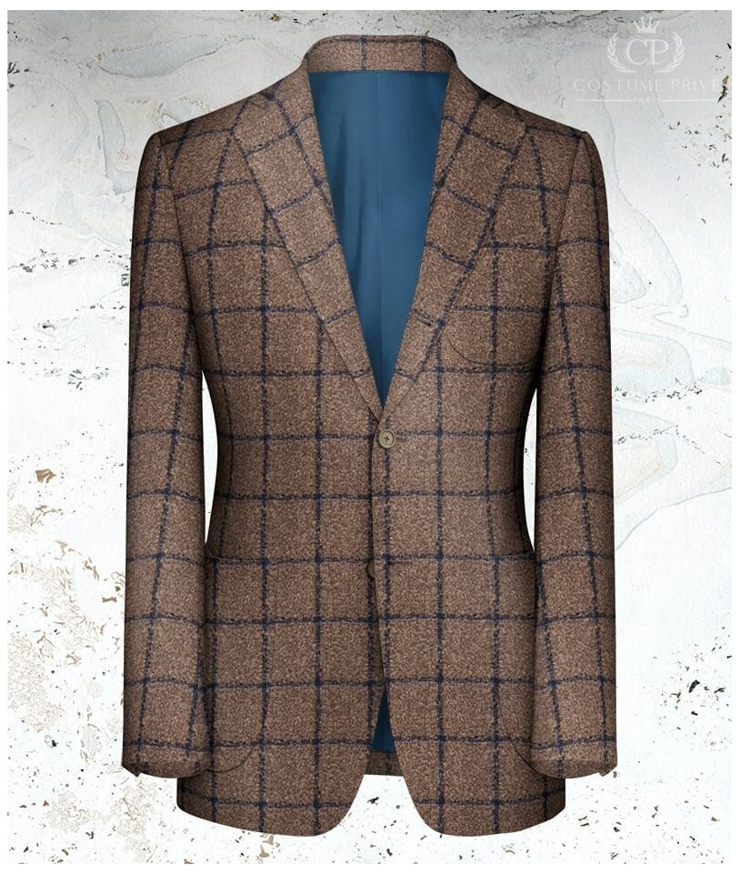 Veste marron carreau bleu