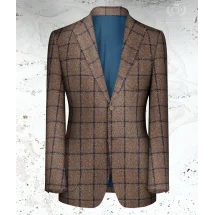 Veste marron carreau bleu | Costume Privé Paris