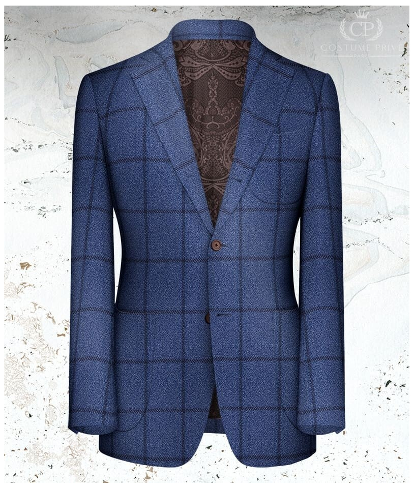 Veste bleu moyen large carreau