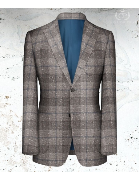 Veste gris clair large carreau