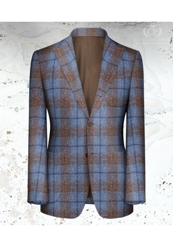 Veste marron bleu large carreau
