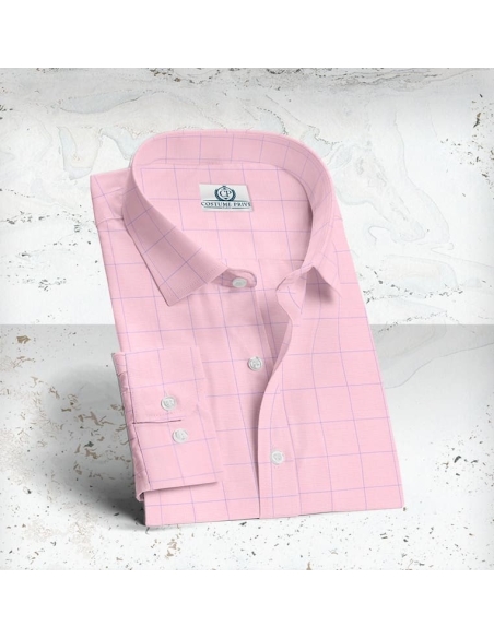 Chemise à carreaux rose et bleu