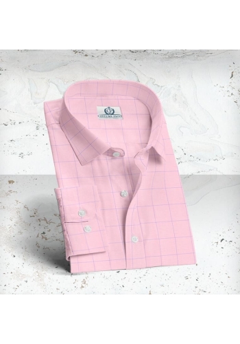 Chemise à carreaux rose et bleu