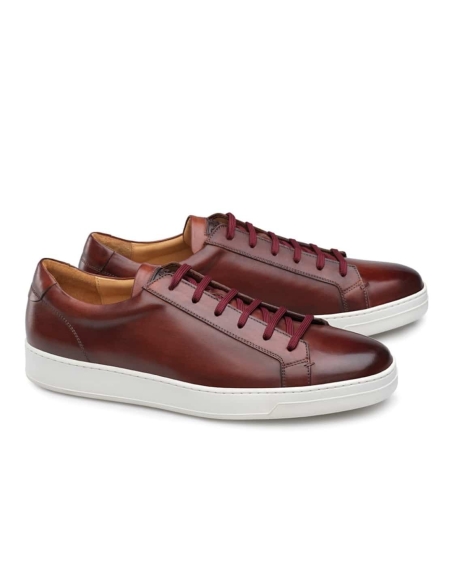 Baskets cuir bordeaux patiné – Élégance toutes saisons