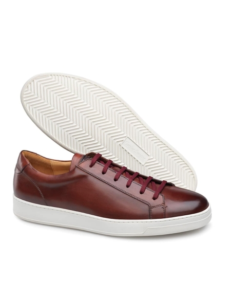 Baskets cuir bordeaux patiné – Élégance toutes saisons