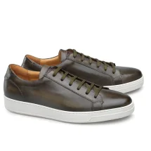 Baskets cuir vert patiné | Costume Privé Paris