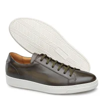 Baskets cuir vert patiné | Costume Privé Paris