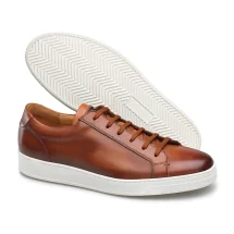 Baskets cuir cognac patiné | Costume Privé Paris