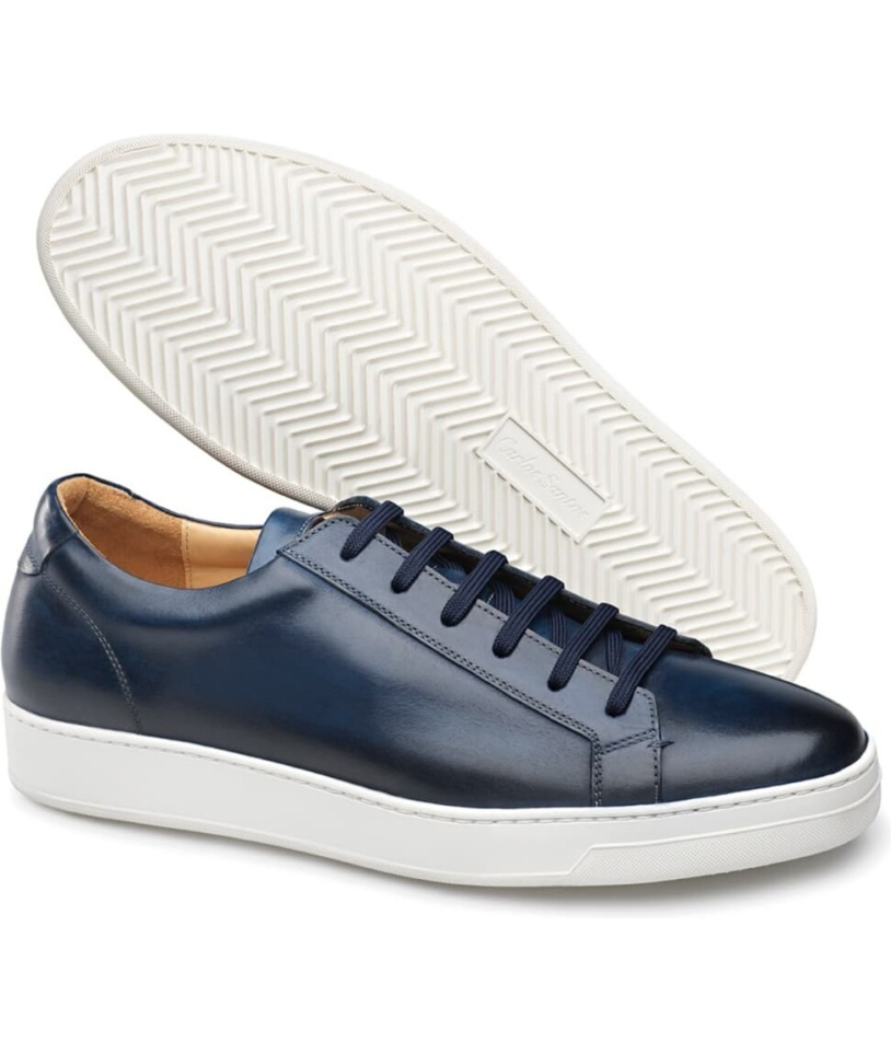 Baskets cuir bleu patiné – Marque Premium – Fait main |