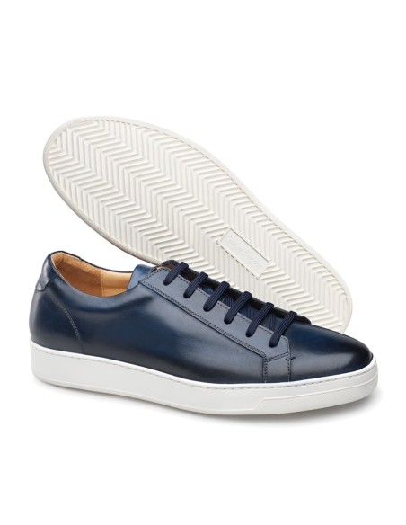 Baskets cuir bleu patiné toutes saisons | Costume Privé Paris