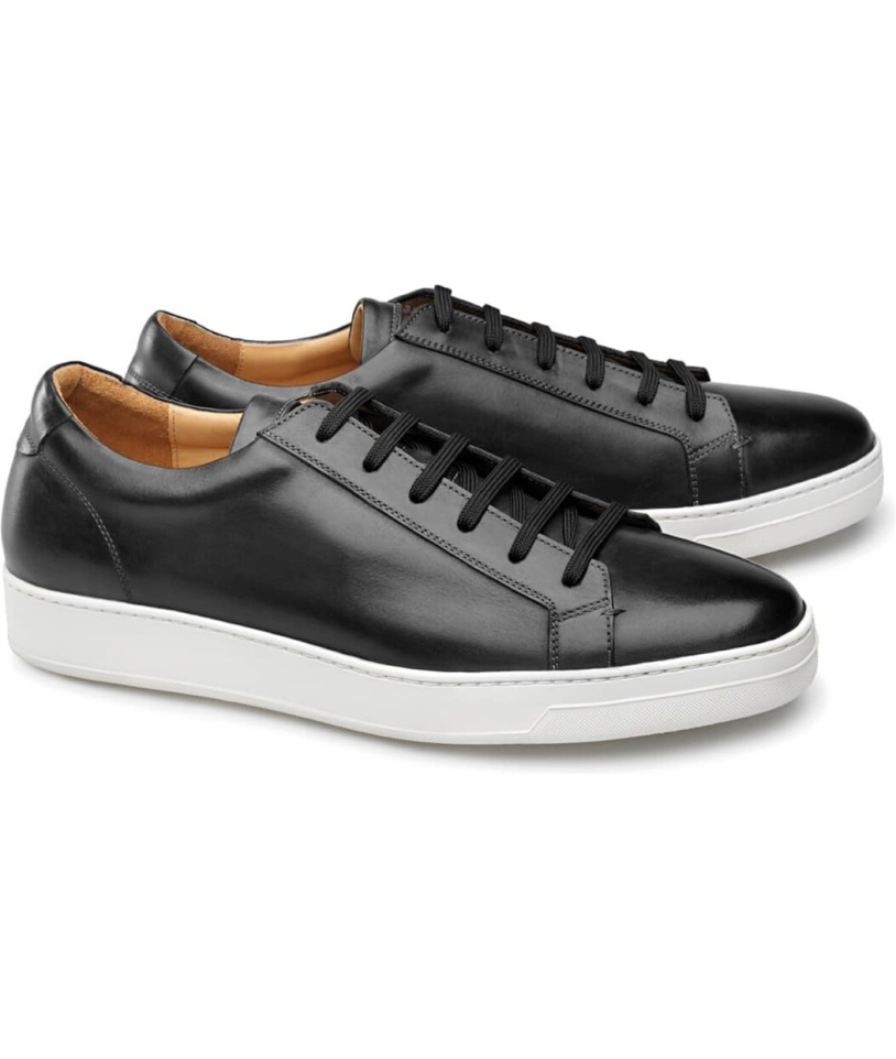 Baskets cuir noir patiné – Marque Premium – Toutes saisons |