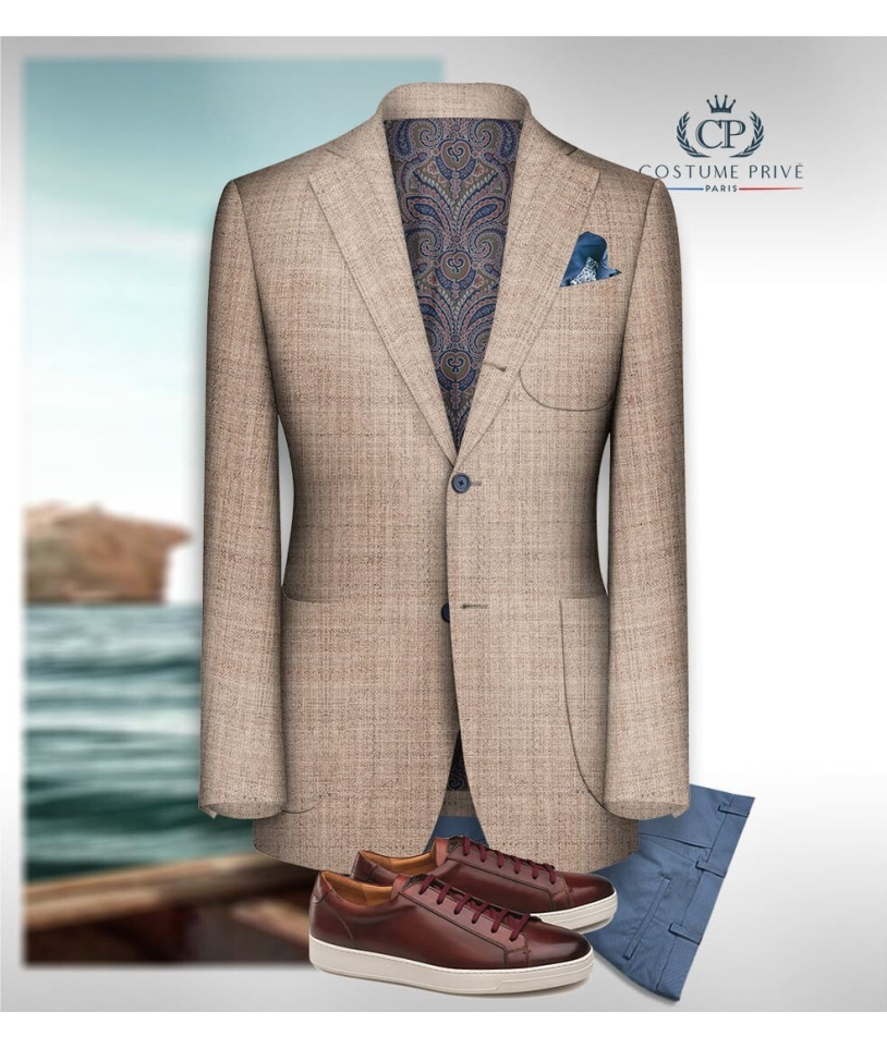 Blazer beige – Marque Premium – Coupe ajustée marron | En