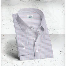 Chemise Fines Rayures Bleu Rouge | Costume Privé Paris