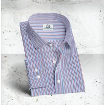 Chemise Larges Rayures Bleu Rouge | Costume Privé Paris