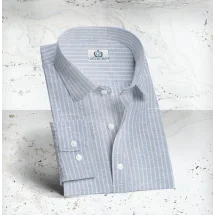 Chemise bleu Lin rayures blanches | Costume Privé Paris