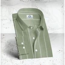 Chemise Verte Lin Rayures | Costume Privé Paris