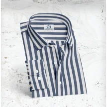 Chemise Larges Rayures Bleu Blanc | Costume Privé Paris