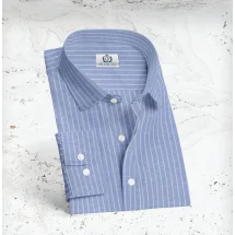 Chemise Bleu rayures Coton Lin | Costume Privé Paris