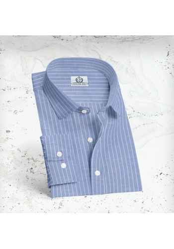 Chemise Bleu rayures Coton Lin