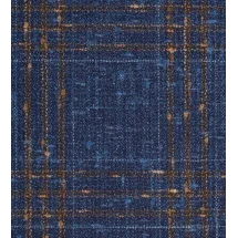 Blazer Bleu carreaux orange Tweed — détail tissu et finition sur mesure