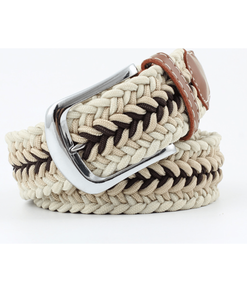 Ceinture Tressée tricolore beige