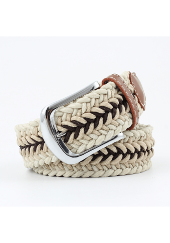 Ceinture Tressée tricolore beige